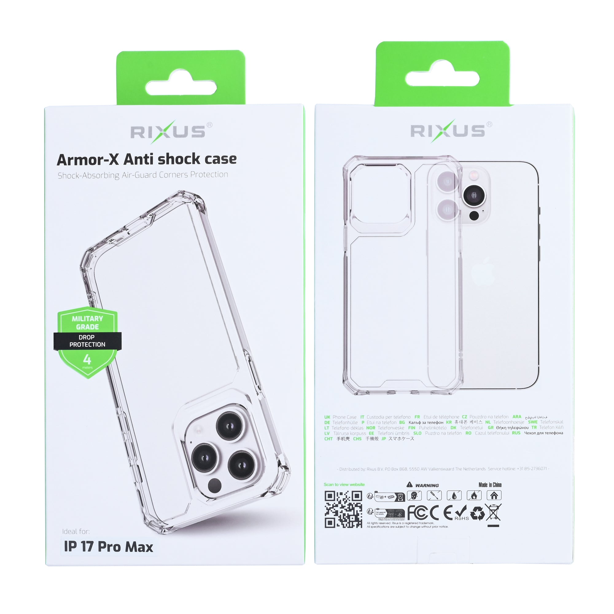 Capa anti-choque Rixus Armor-X For Apple iPhone 17 Pro Max Transparente