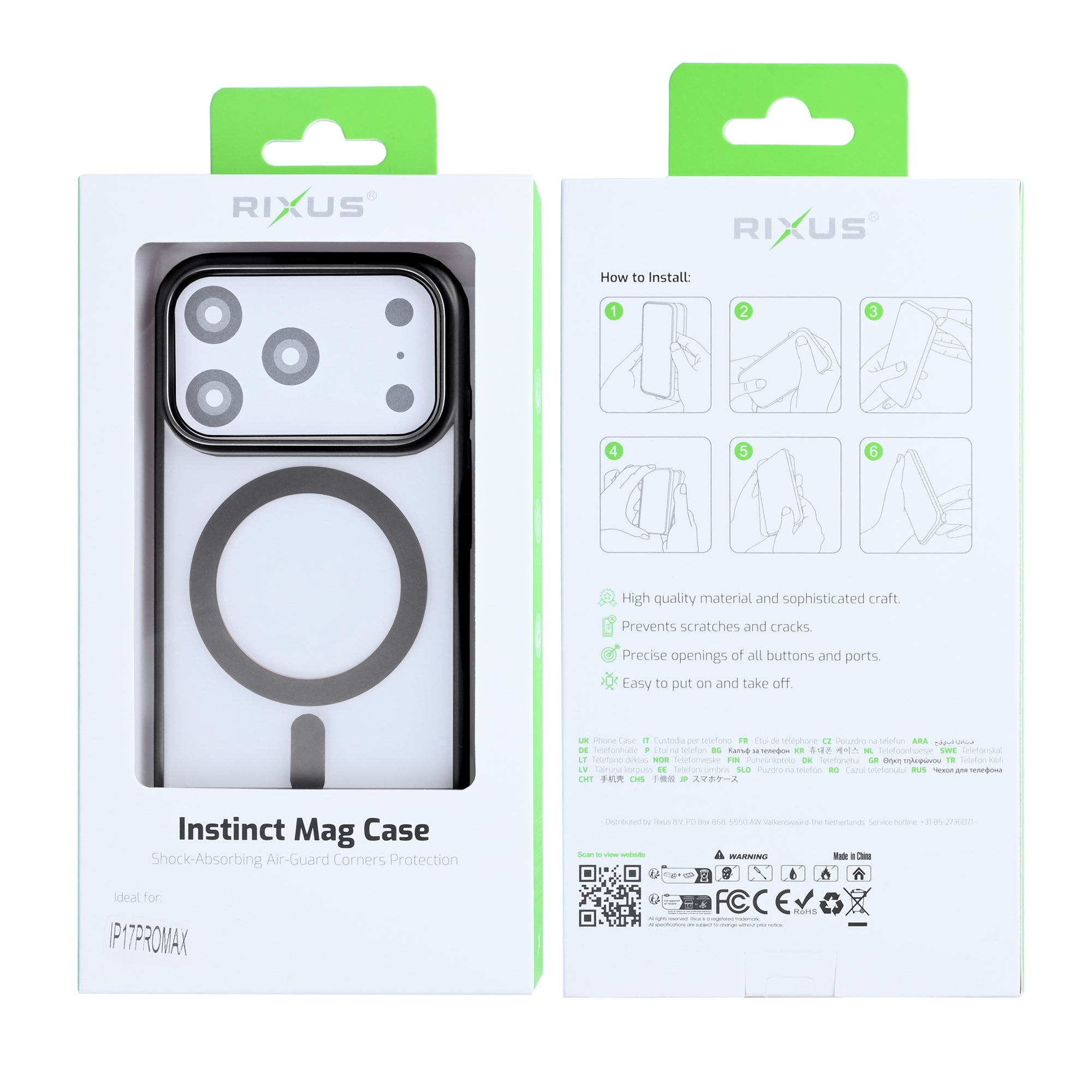 Capa Rixus Instinct Mag For Apple iPhone 17 Pro Max Preto