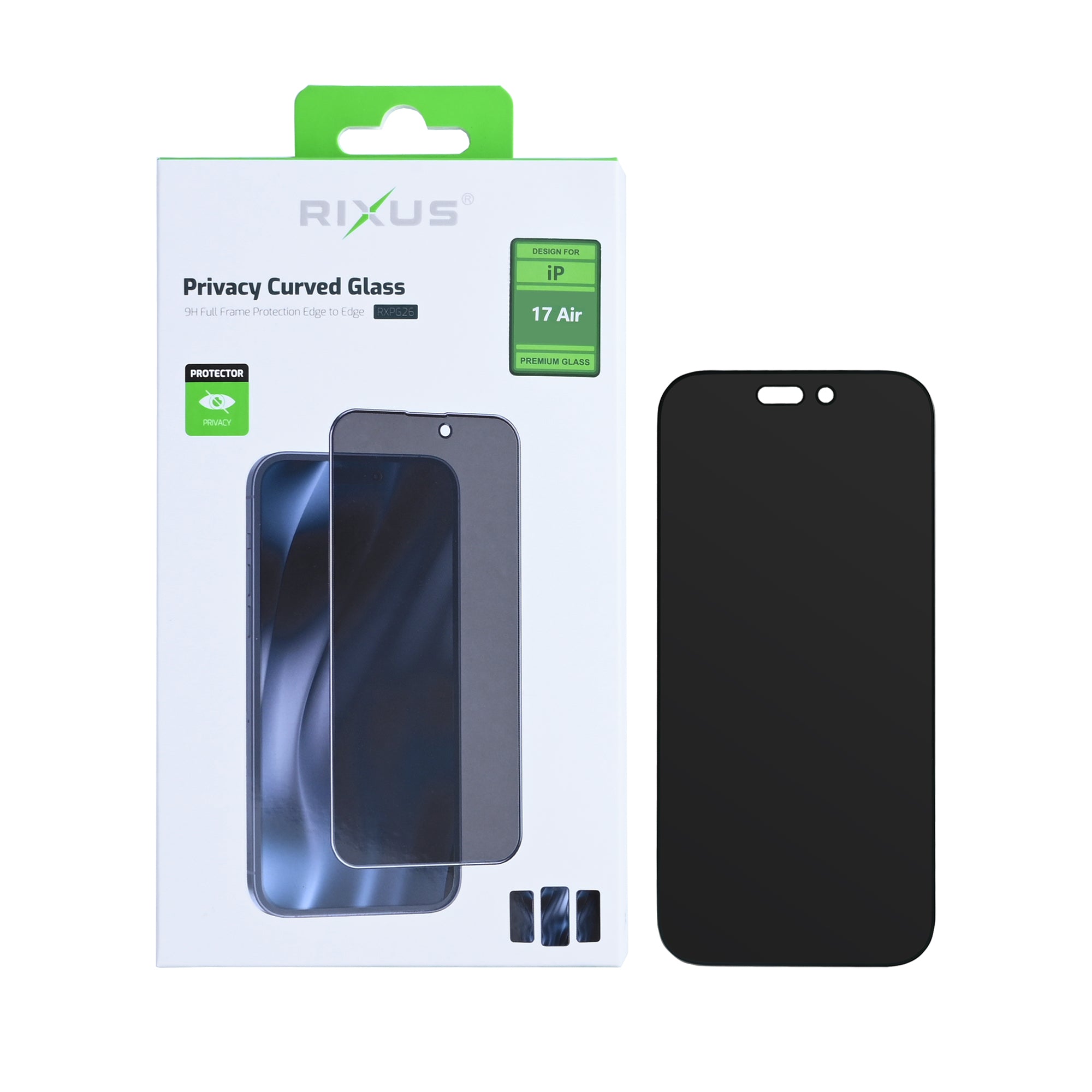 Rixus Privacy Full Curved Edge Vidro temperado For Apple iPhone 17 Air