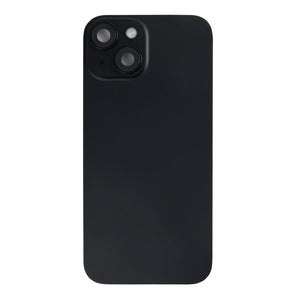 For Apple 15 Vidro traseiro com NFC, moldura da câmara ampliada preta puxada