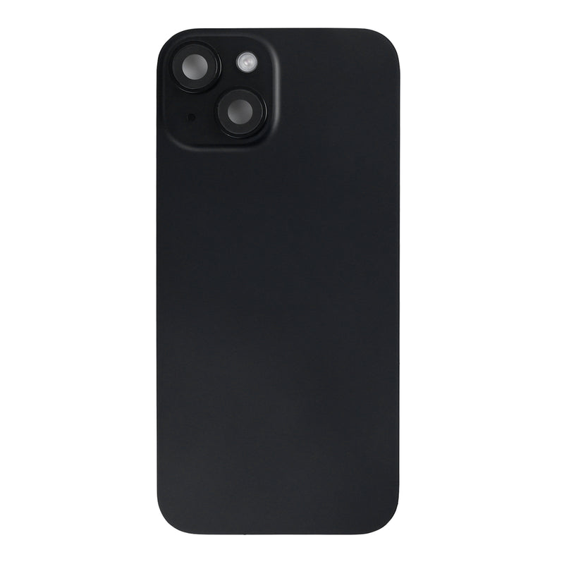 For Apple 15 Vidro traseiro com NFC, moldura da câmara ampliada preta puxada