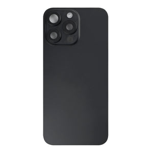 For Apple 15 Pro Vidro traseiro com NFC, moldura da câmara ampliada Titânio preto puxado