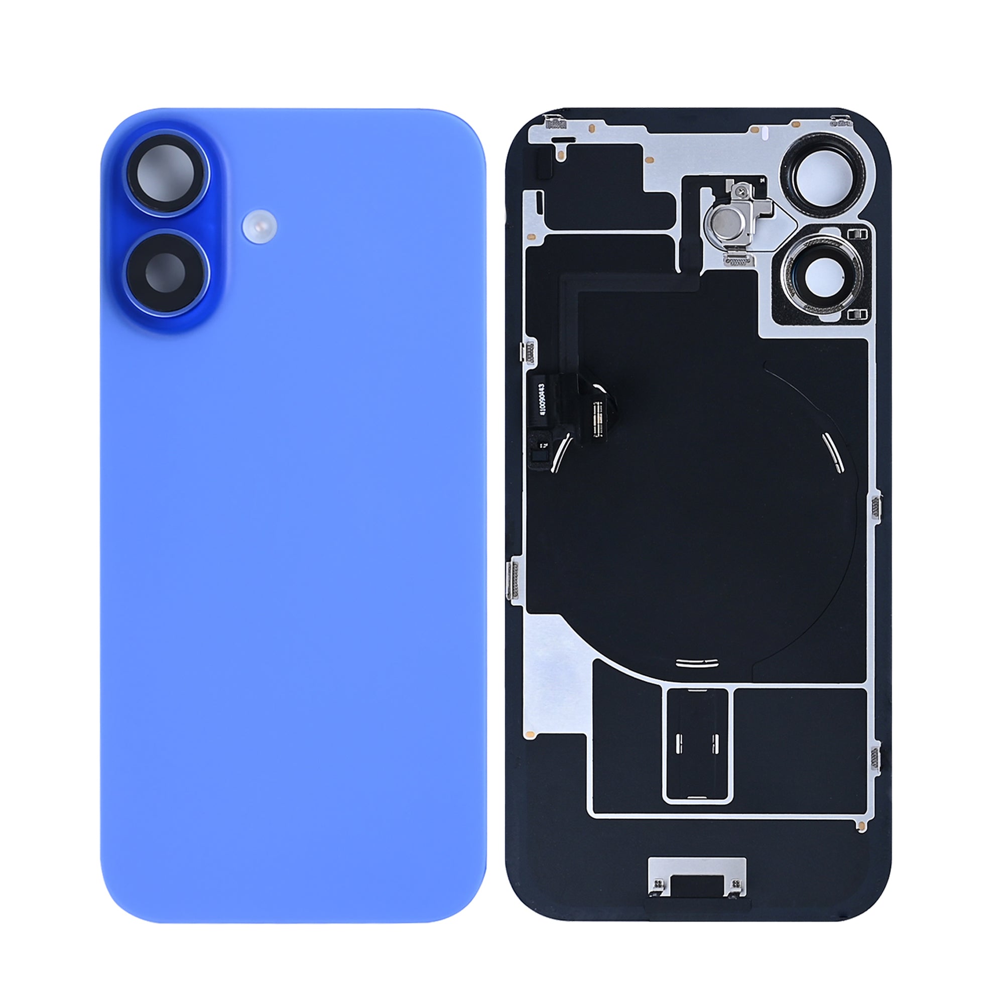 For Apple 16 Vidro traseiro com NFC, moldura da câmara ampliada Ultramarine Pulled