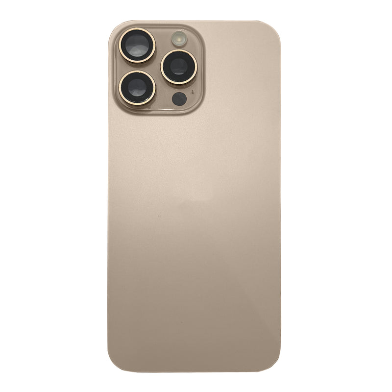 For Apple 16 Pro Max Vidro traseiro com NFC, moldura da câmara ampliada Titânio deserto puxado