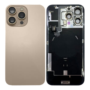 For Apple 16 Pro Max Vidro traseiro com NFC, moldura da câmara ampliada Titânio deserto puxado