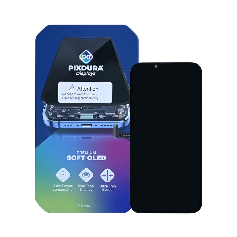 PIXDURA For Apple 13 Pro Ecrã e Digitalizador Soft-OLED Executar Diagnóstico) (120 Hz)