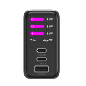 Adaptador de alimentação Rixus RXHC50 GaN com ecrã TFT 70 W cinzento espacial