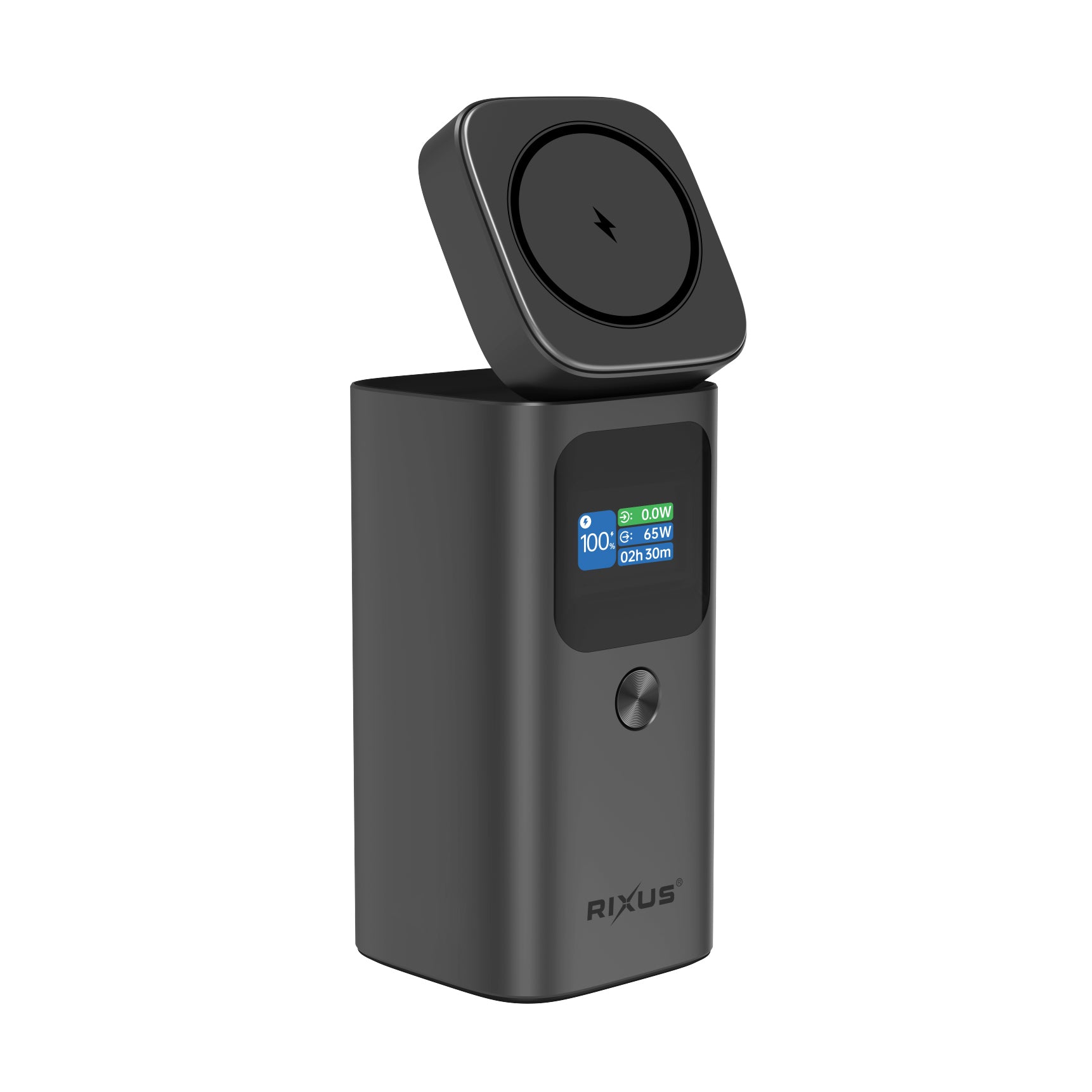 Carregador portátil magnético Rixus RXPB15 com ecrã TFT 15000 mAh 100 W Cinza escuro
