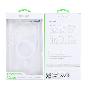 Rixus Anti-Burst Case With MagSafe Compatible For Xiaomi Redmi Note 15 Pro 5G Transparent