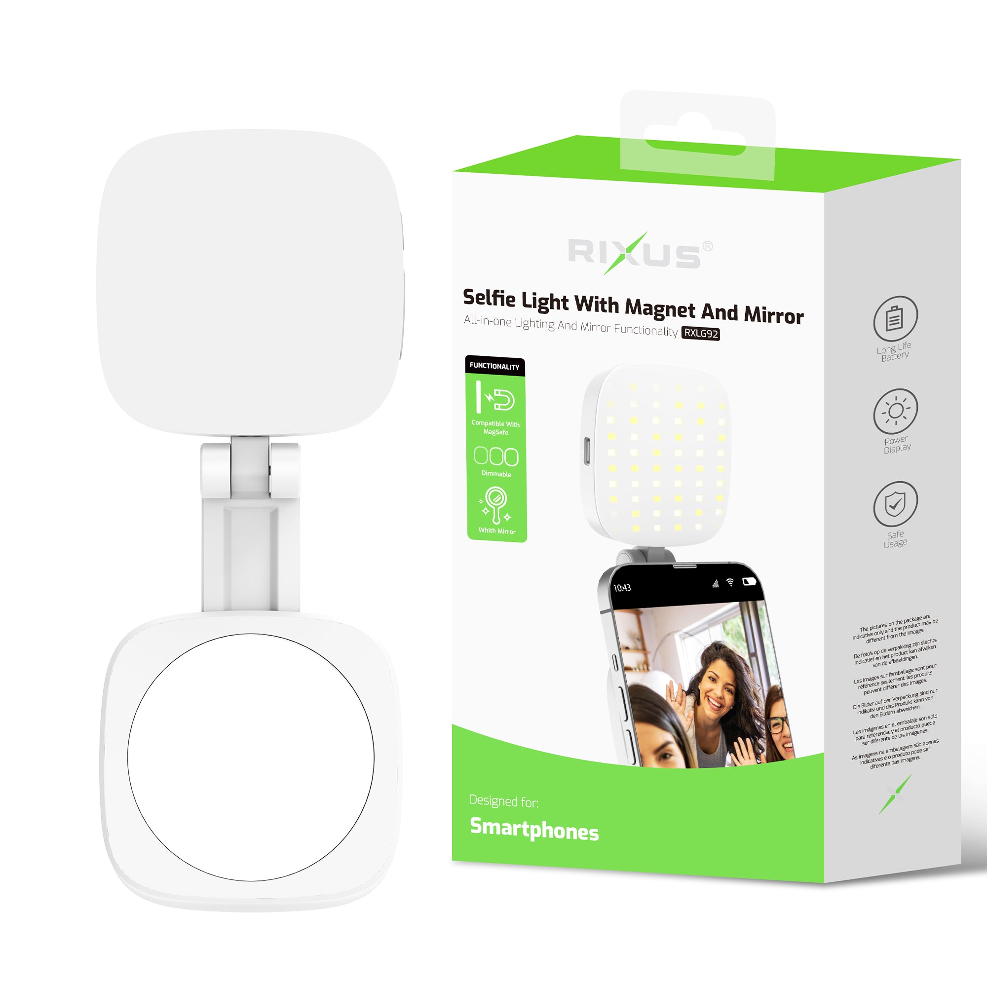 Luz magnética para selfies Rixus RXLG92 com espelho