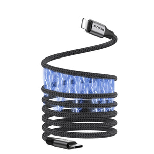Rixus RXUC66L Magnetic Charging Cord USB-C To Lightning Connector 1m 18W Black
