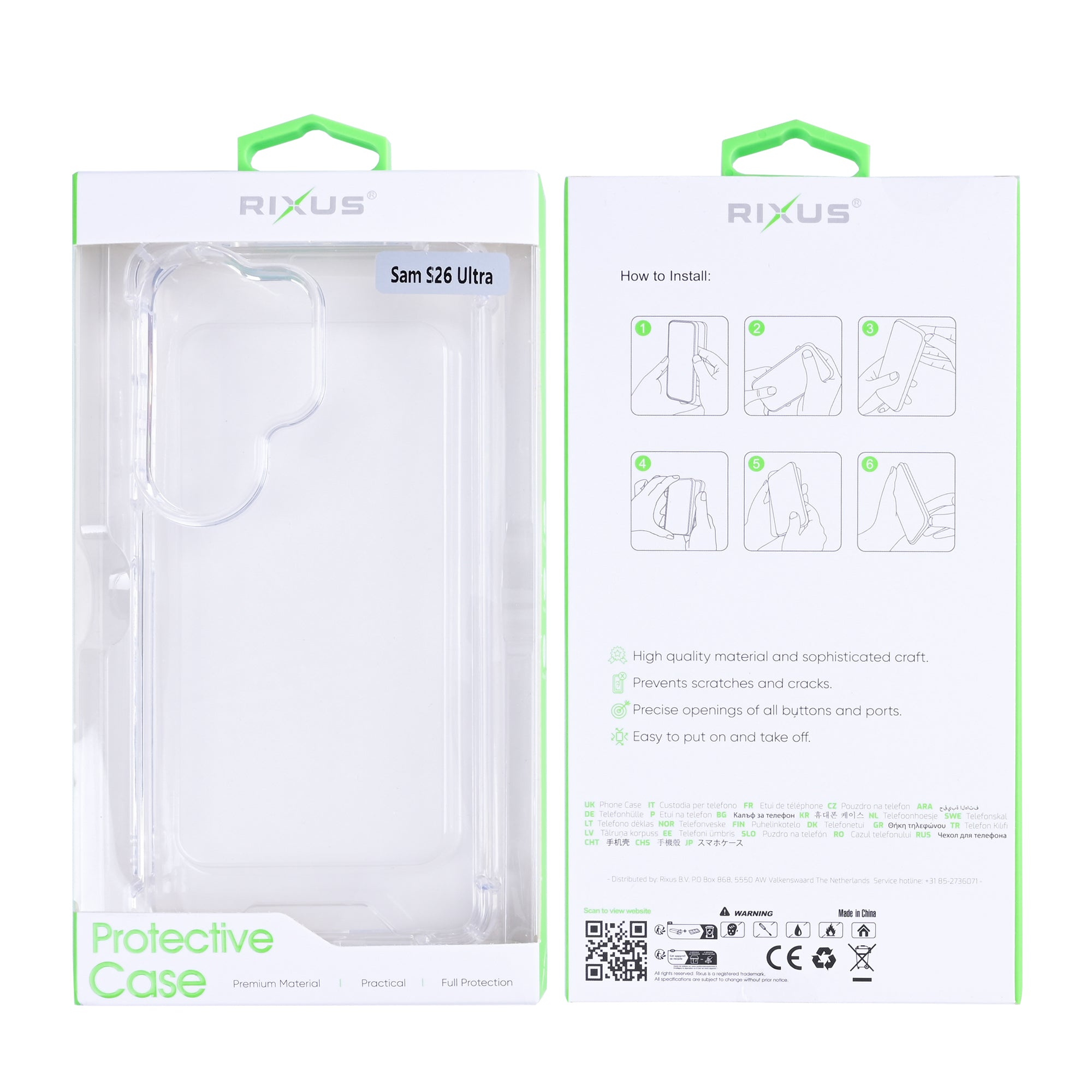 Capa Rixus Anti-Burst para Samsung Galaxy S26 Ultra Transparente