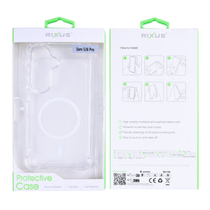 Rixus Anti-Burst Case With MagSafe Compatible For Samsung Galaxy S26 Transparent