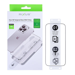 Rixus Clear HD Tempered Glass With Fit Box For Apple iPhone 17