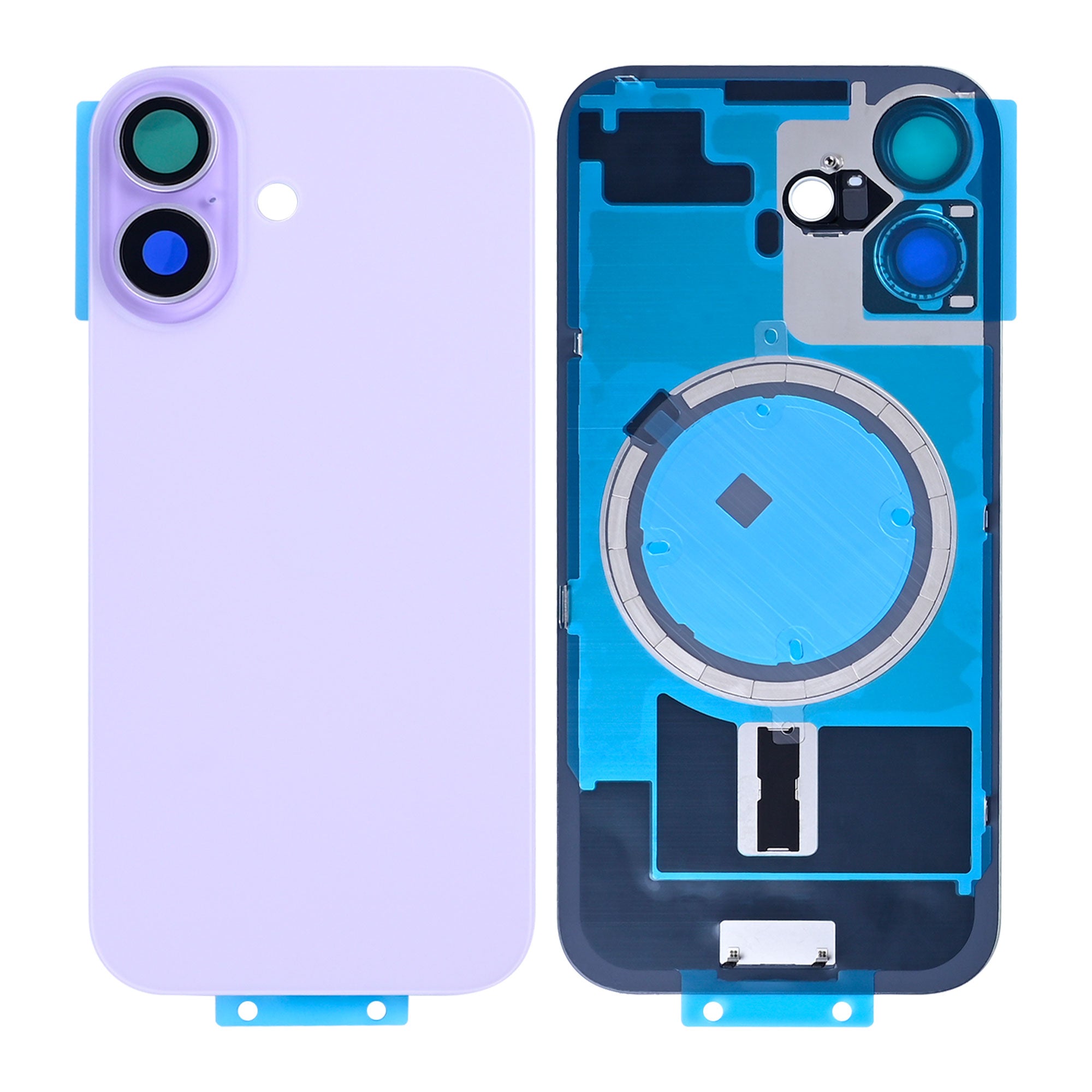 For Apple 17 Vidro traseiro sem NFC, moldura da câmara ampliada Lavanda Compatível