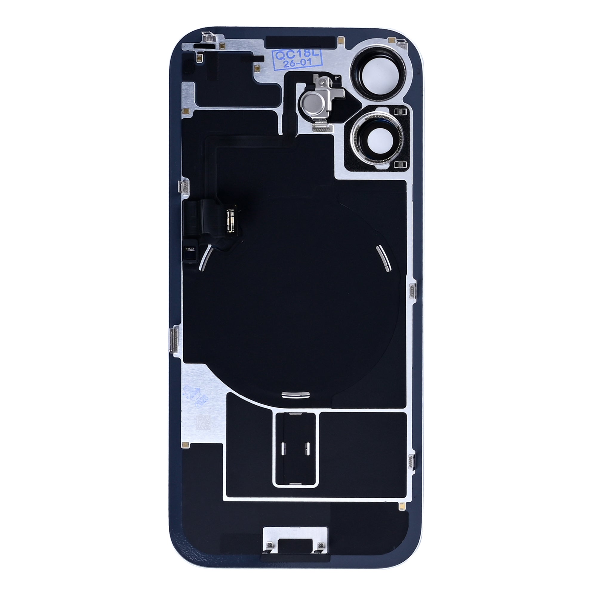 For Apple 17 Vidro traseiro com NFC, moldura da câmara ampliada Lavanda Puxado