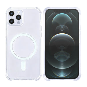 Rixus Anti-Burst Case With MagSafe Compatible For Apple iPhone 12 Pro Max Transparent