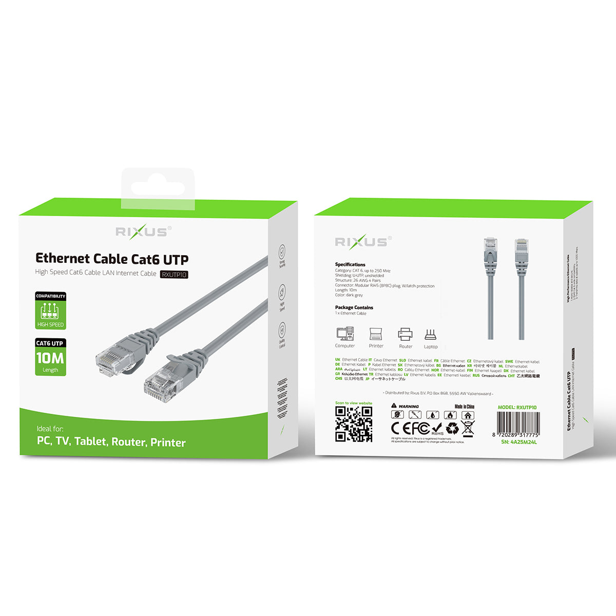 Rixus RXUTP10 Cabo Ethernet Cat 6 UTP 10m