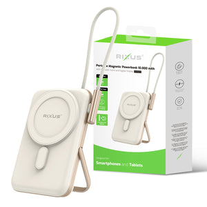 Rixus RXPB29 Powerbank magnético 10000mAh com cabo USB-C integrado em ouro rosa