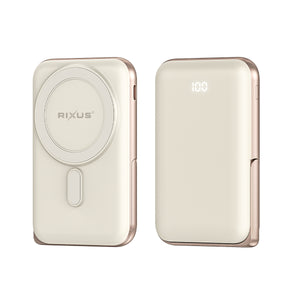 Rixus RXPB37 Powerbank magnético portátil 10000mAh com suporte em ouro rosa