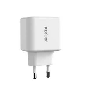 Rixus RXHC45 Adaptador de corrente duplo USB-C GaN 45W Branco