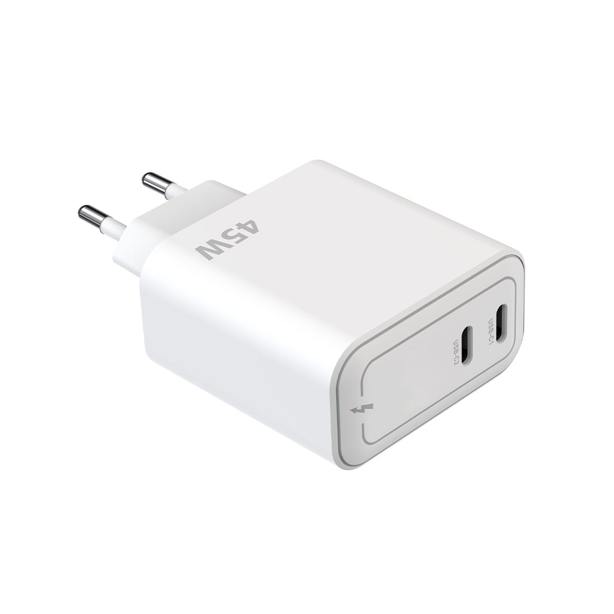 Rixus RXHC45 Adaptador de corrente duplo USB-C GaN 45W Branco