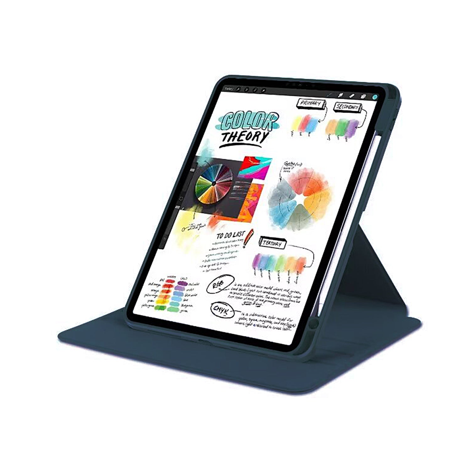 Capa protetora em couro PU For Apple 10 10,9 polegadas (2022), iPad 11,0 polegadas (2025) Azul escuro