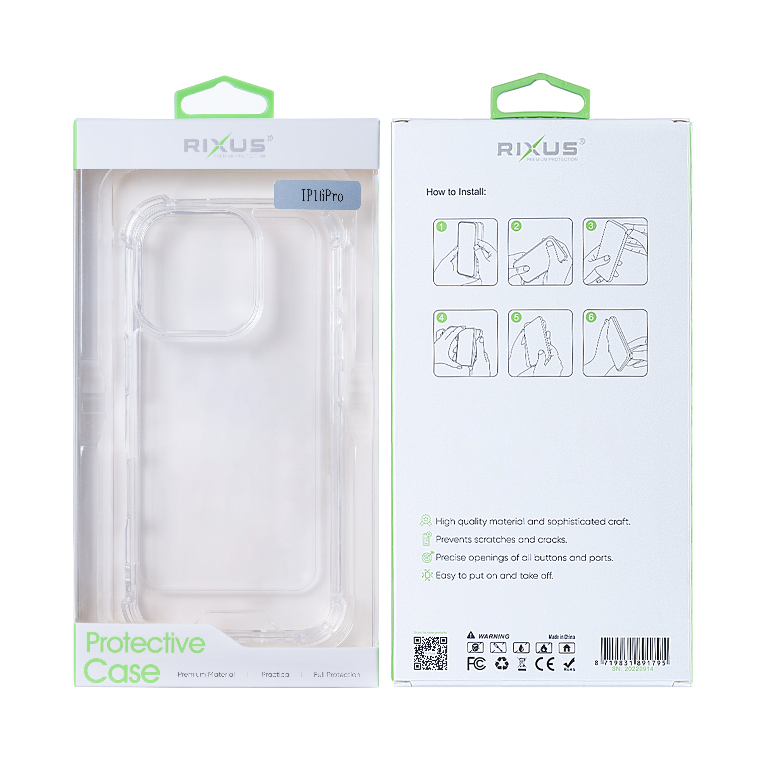 Capa anti-explosão Rixus For Apple iPhone 16 Pro Transparente