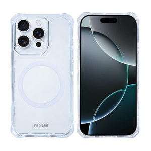 Rixus Armor-X Anti Shock Case With MagSafe Compatible For Apple iPhone 16 Pro Transparent