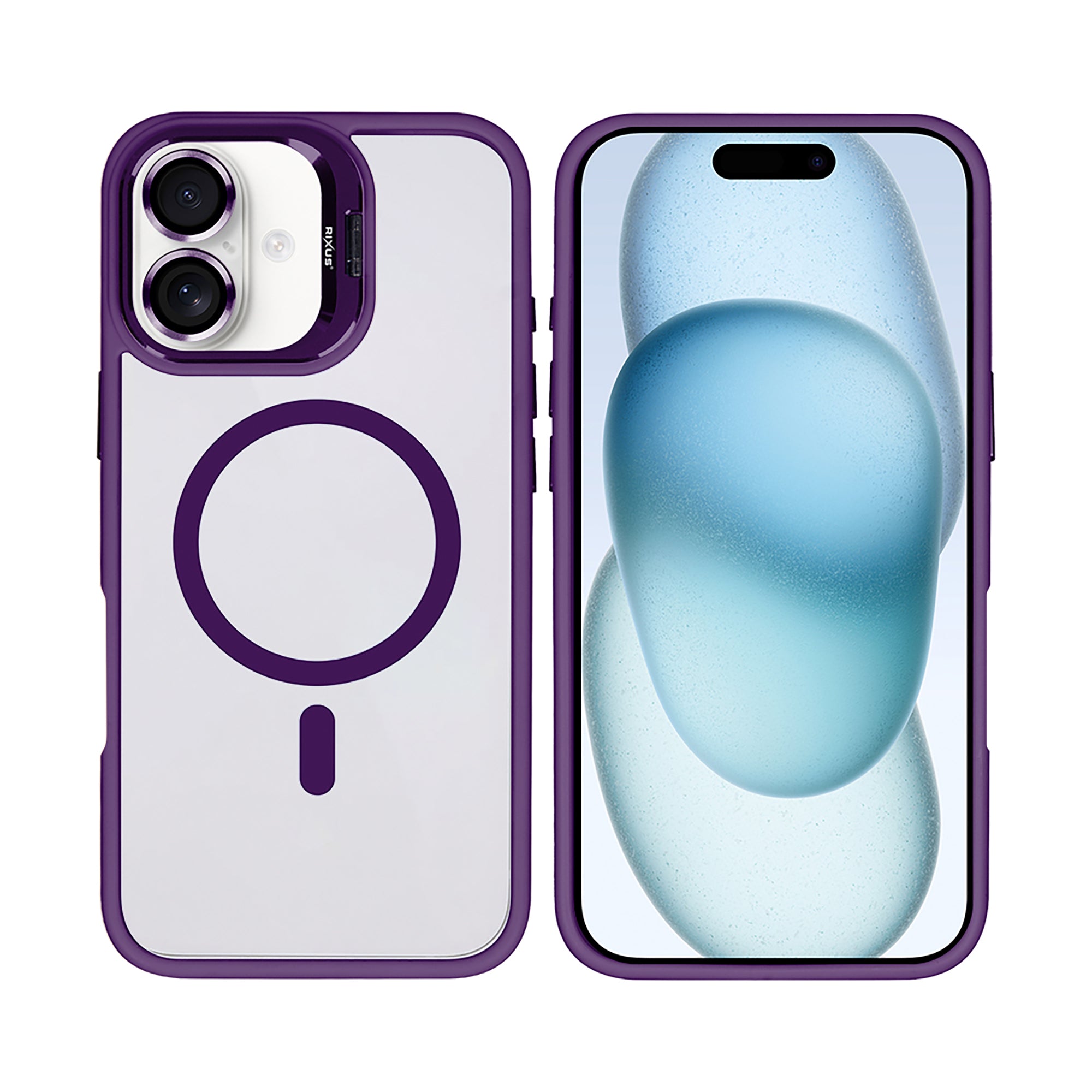 Rixus Classic 03 Case With MagSafe Compatible For Apple iPhone 16 Deep Purple