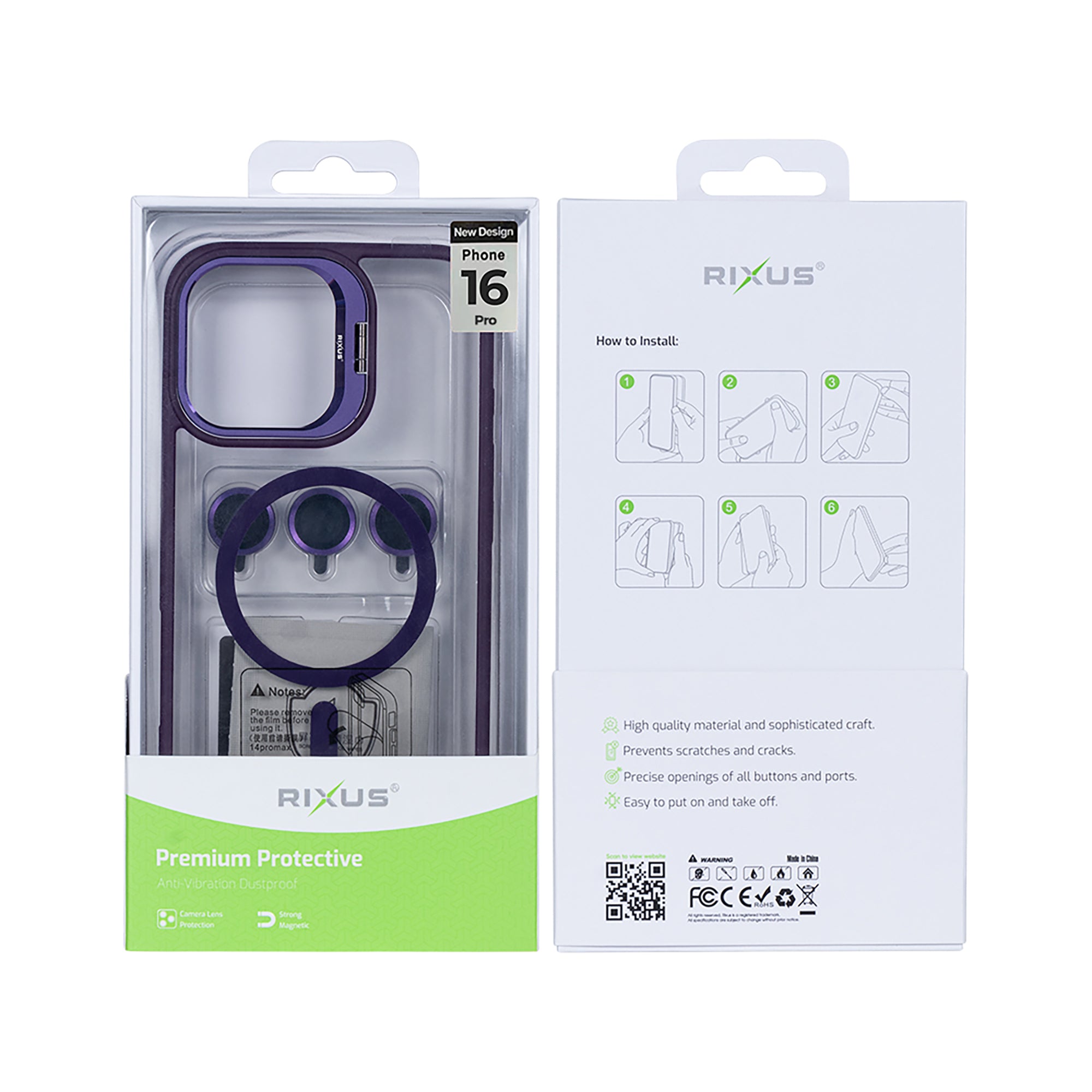 Rixus Classic 03 Case With MagSafe Compatible For Apple iPhone 16 Pro Deep Purple