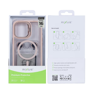 Rixus Classic 03 Case With MagSafe Compatible For Apple iPhone 16 Plus Light Pink