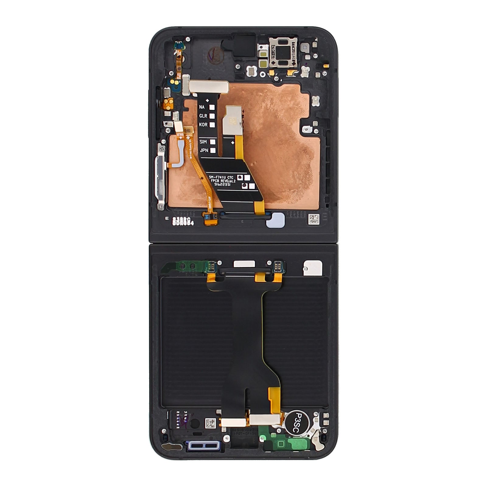 Samsung Galaxy Z Flip6 F741B Ecrã principal e digitalizador com moldura preta Pacote de serviço