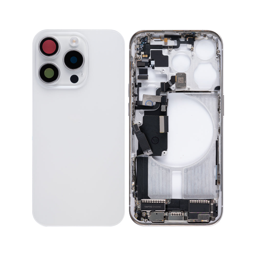 For Apple 15 Pro Carcaça com peças pequenas Titânio branco OEM
