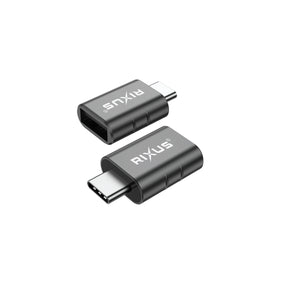 Rixus RXOTG02 USB-A To USB-C OTG Adapter Space Gray (2-Pack)