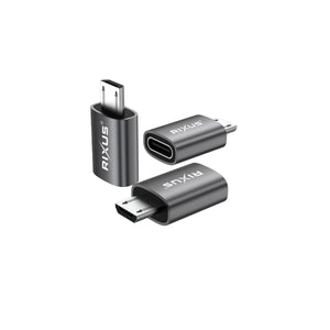 Rixus RXOTG05 Adaptador OTG de micro para USB-C cinzento espacial (embalagem com 2 unidades)