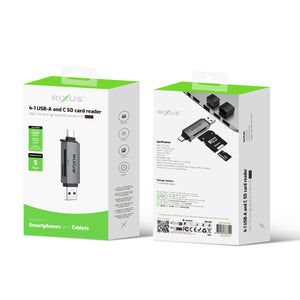 Rixus RXCR02 4 em 1 USB 3.0, USB-C para leitor de cartões SD/TF cinza espacial
