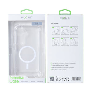 Rixus Anti-Burst Case With MagSafe Compatible For Samsung Galaxy S25 Transparent