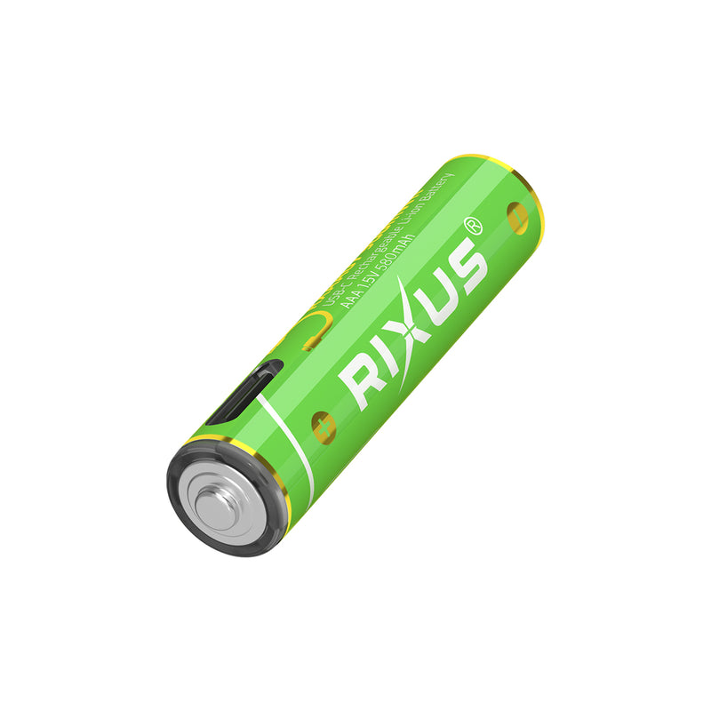 Bateria AAA recarregável Rixus RXAA07 de 880mWh com cabo USB-C 4 unidades