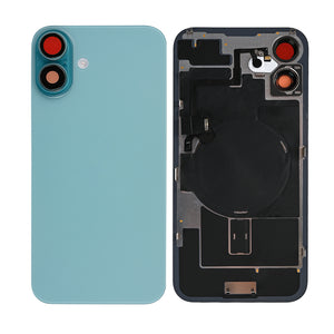For Apple 16 Vidro traseiro com NFC, moldura da câmara ampliada Compatível com Teal