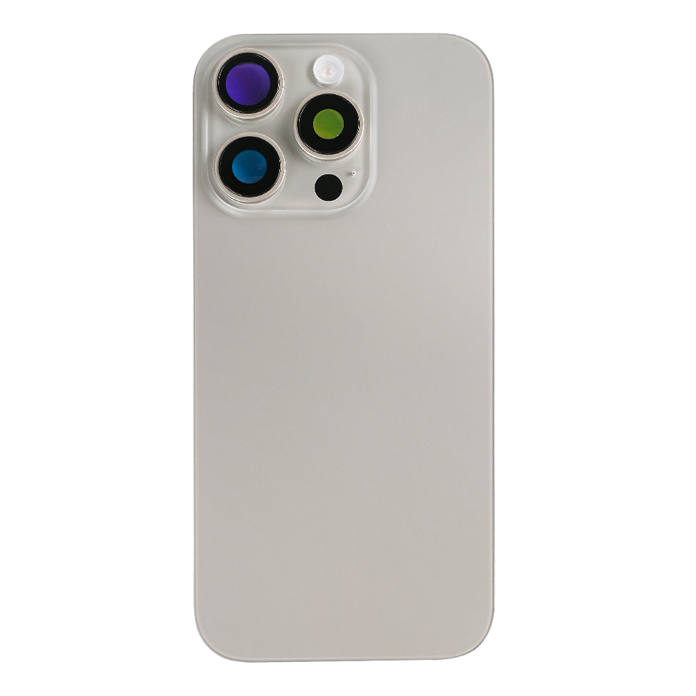For Apple 16 Pro Max Vidro traseiro com NFC, moldura da câmara ampliada Titânio natural Compatível