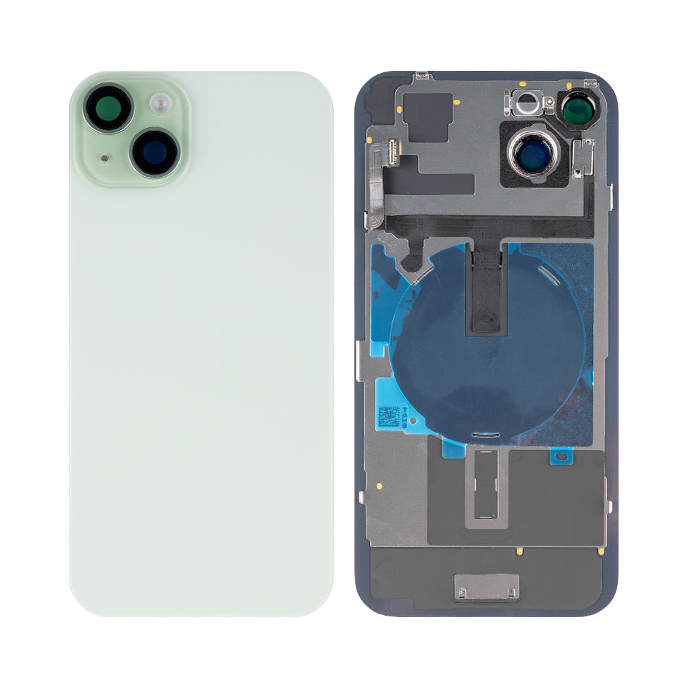 For Apple 15 Plus Vidro traseiro com NFC, moldura da câmara ampliada Verde Compatível