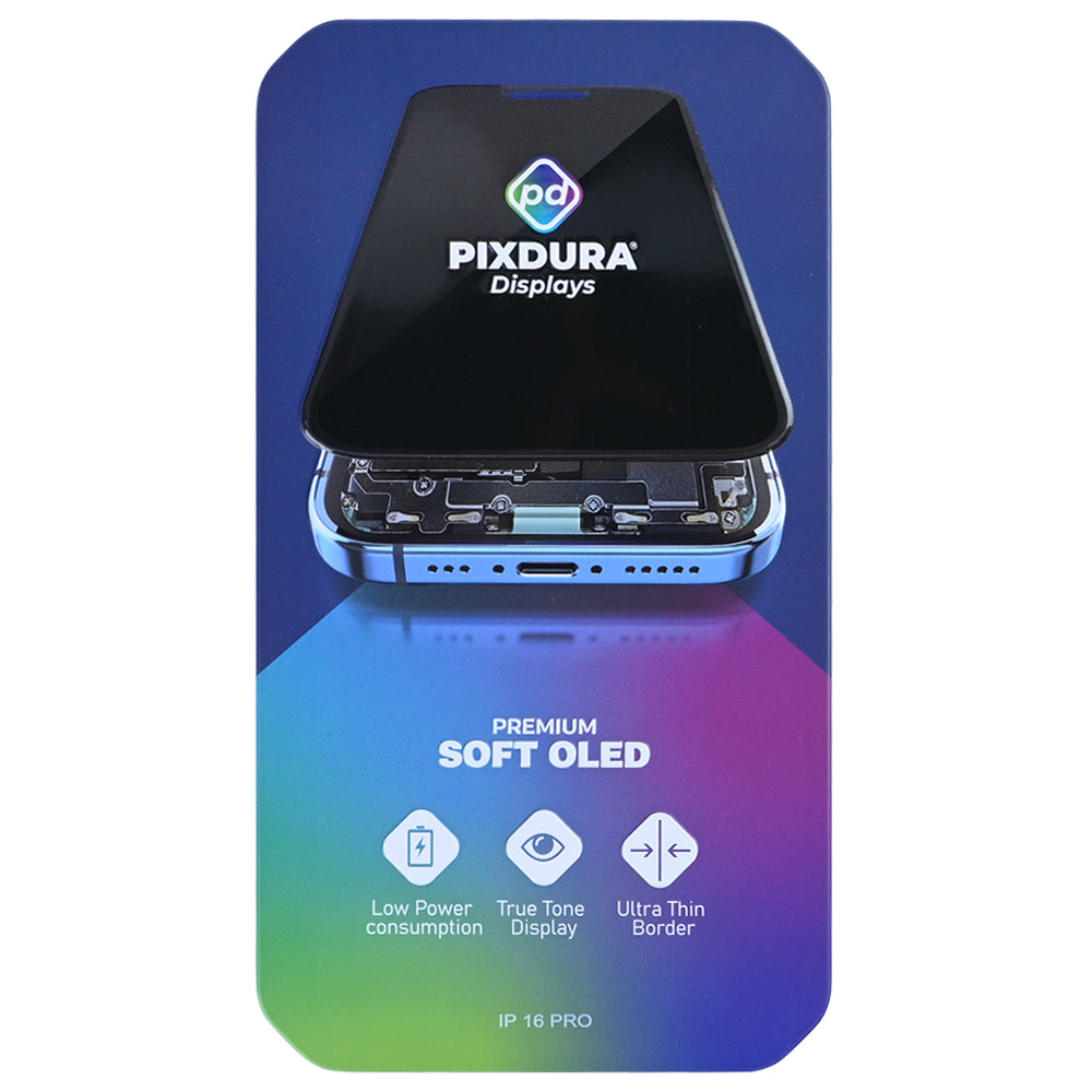 PIXDURA For Apple 16 Pro Ecrã e Digitalizador Soft-OLED (IC Removível) (120 Hz)
