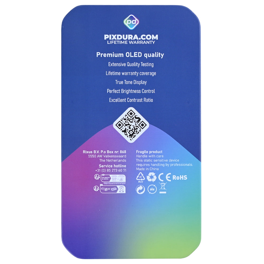 PIXDURA For Apple 16 Pro Ecrã e Digitalizador Soft-OLED (IC Removível) (120 Hz)