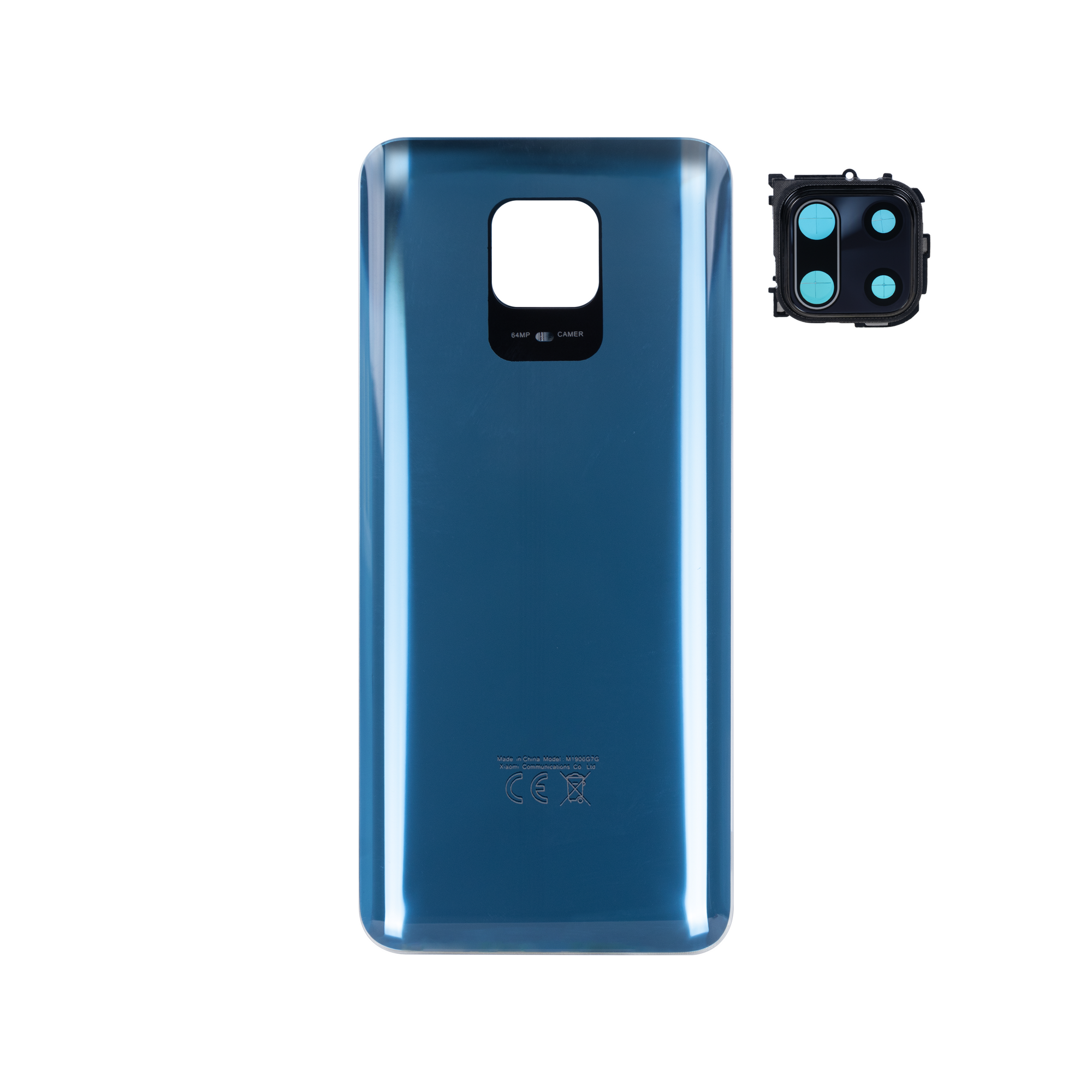 Capa traseira para Xiaomi Redmi Note 9S sem lente, cinza intergaláctico, OEM