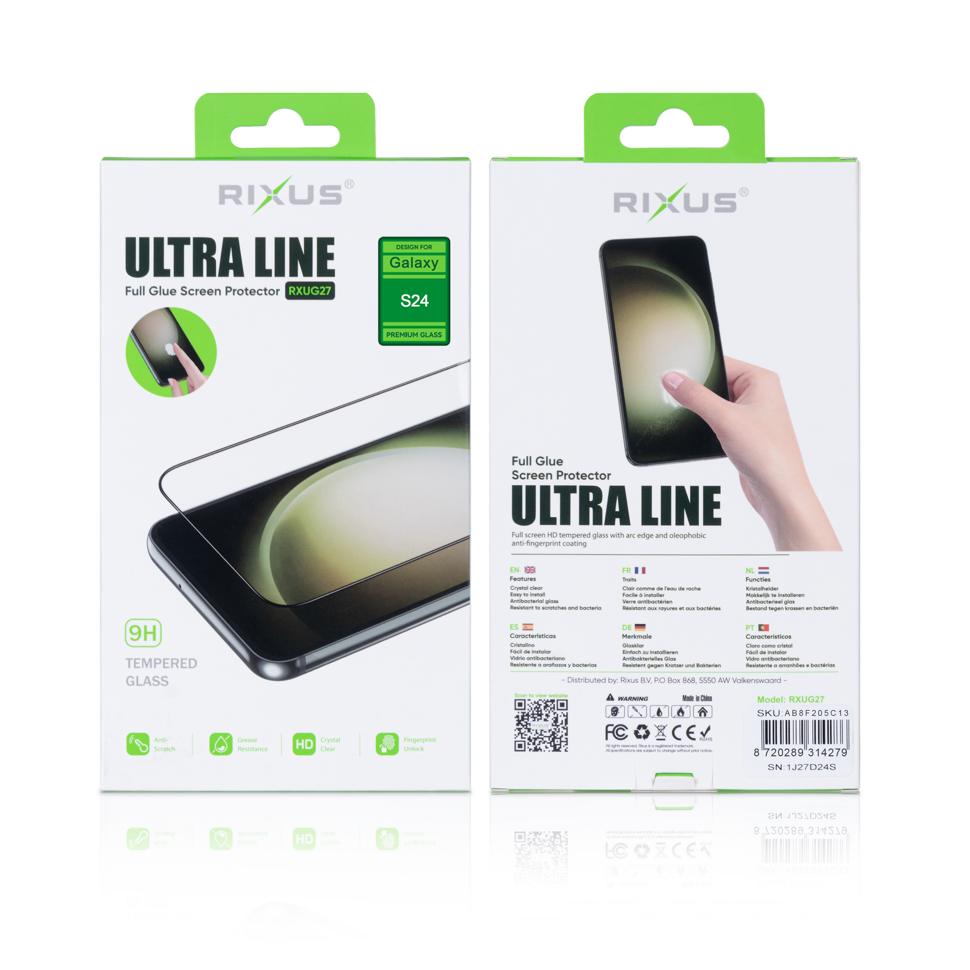 Vidro temperado Rixus Clear HD Ultra Line para Samsung Galaxy S24, S25