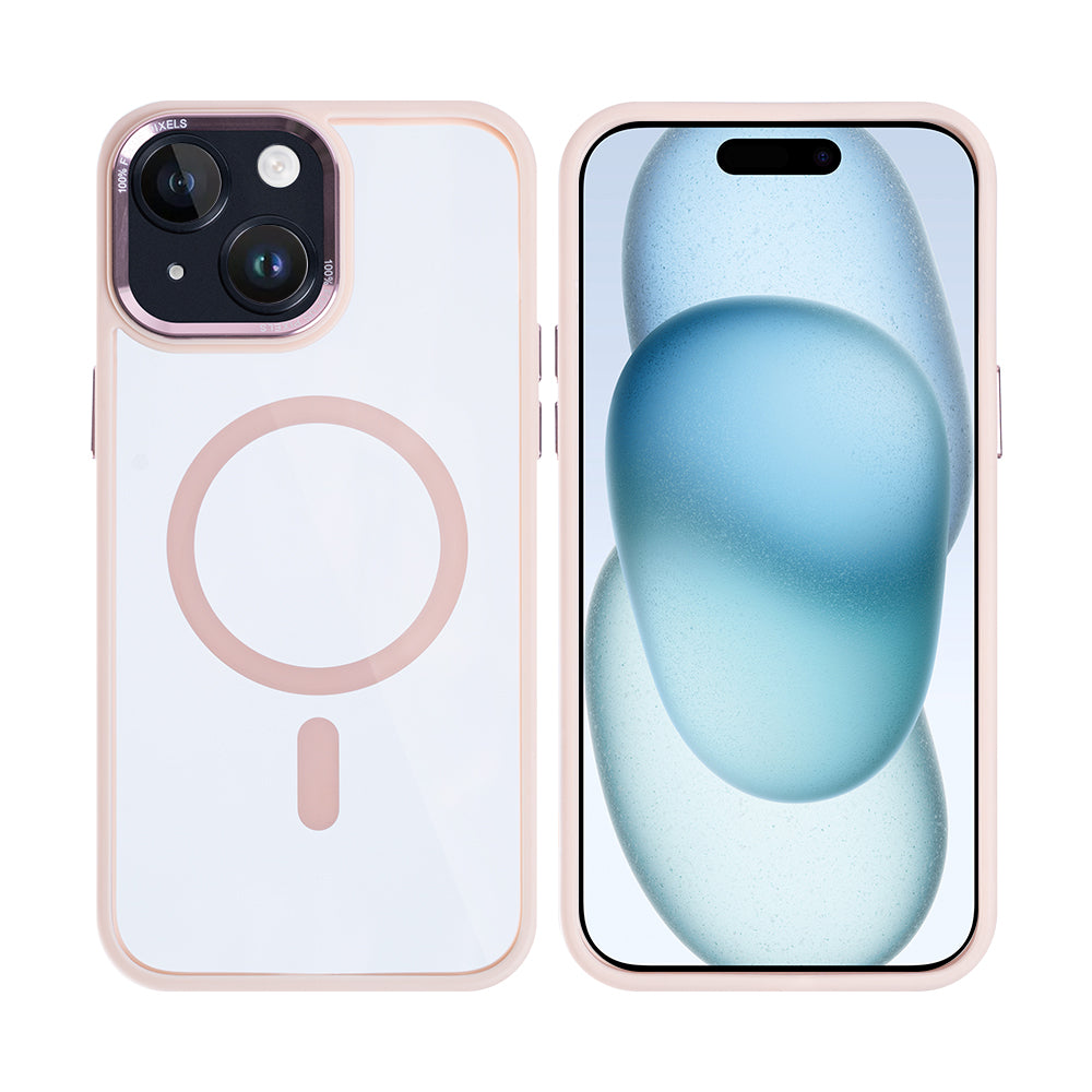 Rixus Classic 04 Case With MagSafe Compatible For Apple iPhone 15 Plus Pink