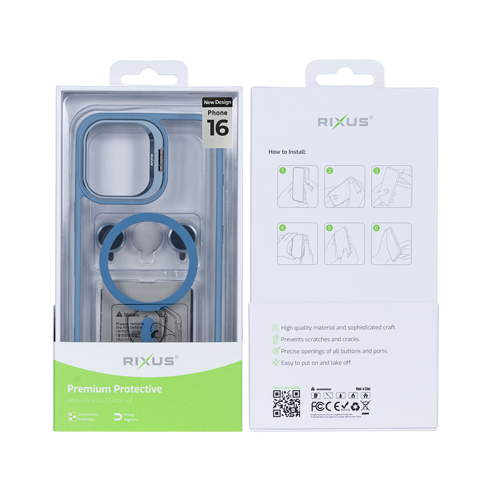 Rixus Classic 03 Case With MagSafe Compatible For Apple iPhone 16 Light Blue