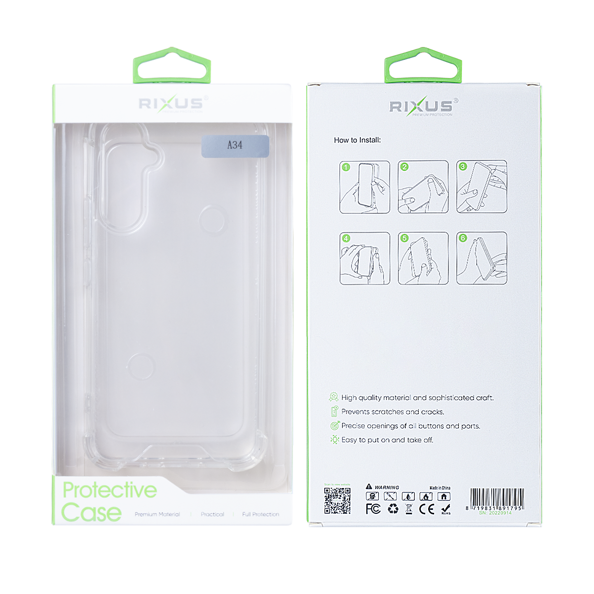 Capa Anti-Burst Rixus para Samsung Galaxy A34 Transparente