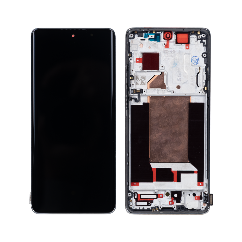 Ecrã e digitalizador Oppo Reno 10 Pro Plus com moldura cinza prateado OEM